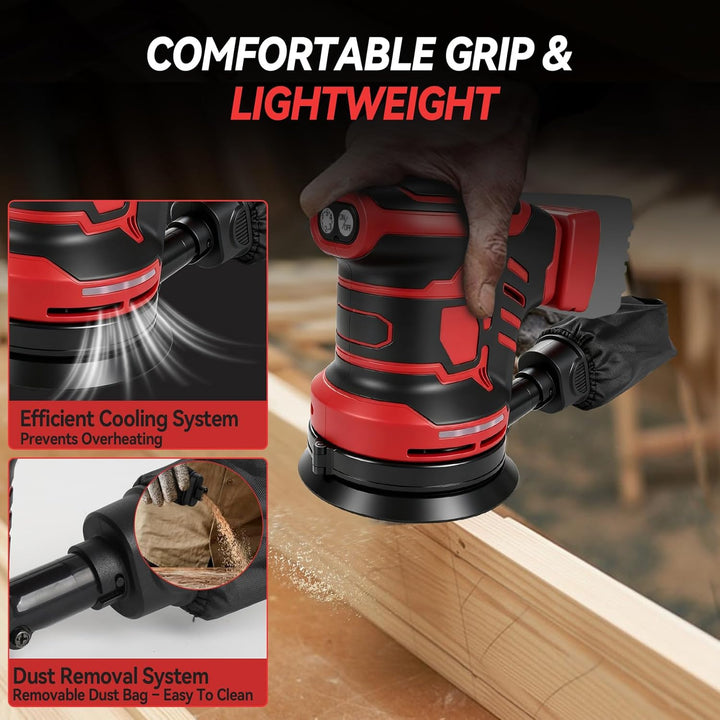 Bürstenloser Exzenterschleifer Kompatibel mit Milwaukee M18, 125 mm bürstenloser elektrischer Exzent