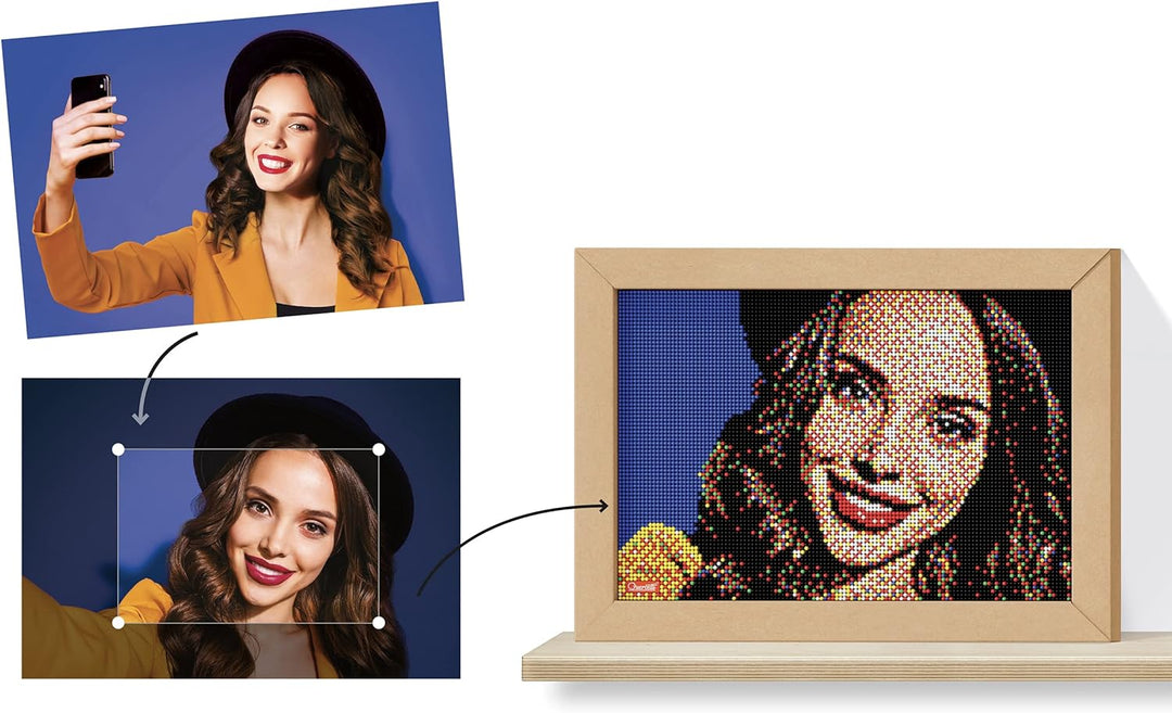 Quercetti 0774 Puzzle Quercetti-0774 Pixel Art Take a Selfie Steckspiel, Multicolor, SELFIE