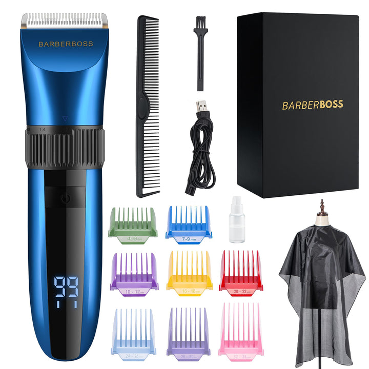 BarberBoss Kabelloser, selbstschärfender Bart- und Haarschneider, wasserdicht, mit Keramikklingen, L