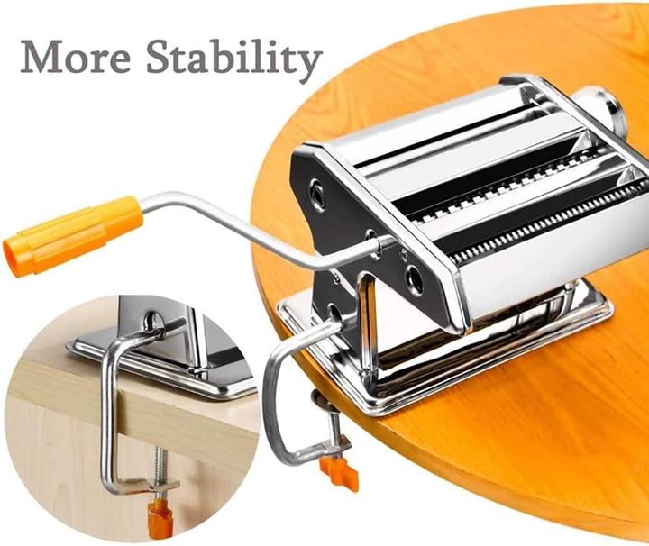 Willonin Nudelmaschine Pasta Maker Edelstahl Frische Manuell Pasta Walze Maschine Cutter mit Klemme