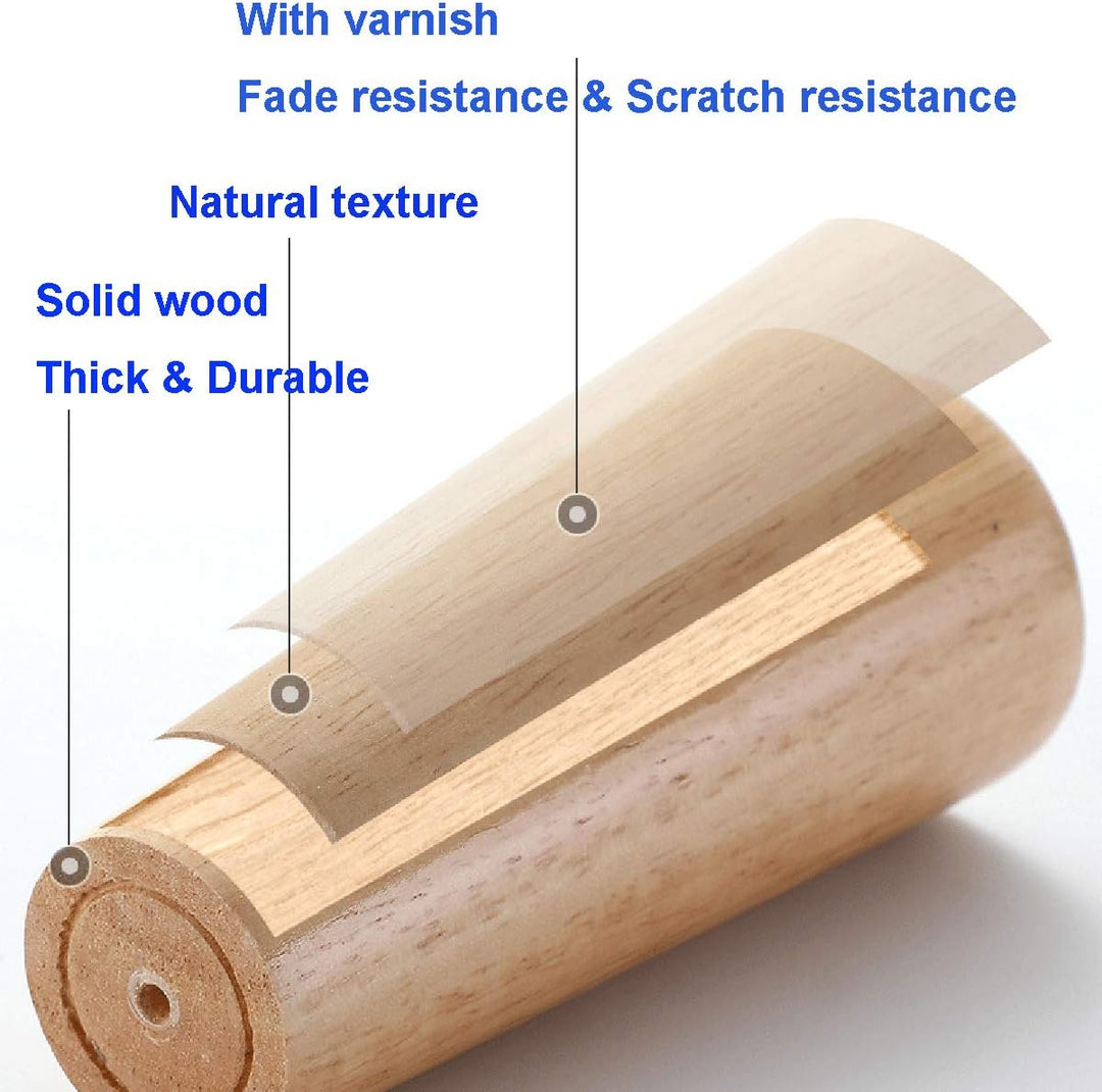 Qrity 4 Stück Möbelfüsse Holz, 6cm Ersatz Sofafüsse mit Montageplatten & Schrauben, für Schrank, Sof