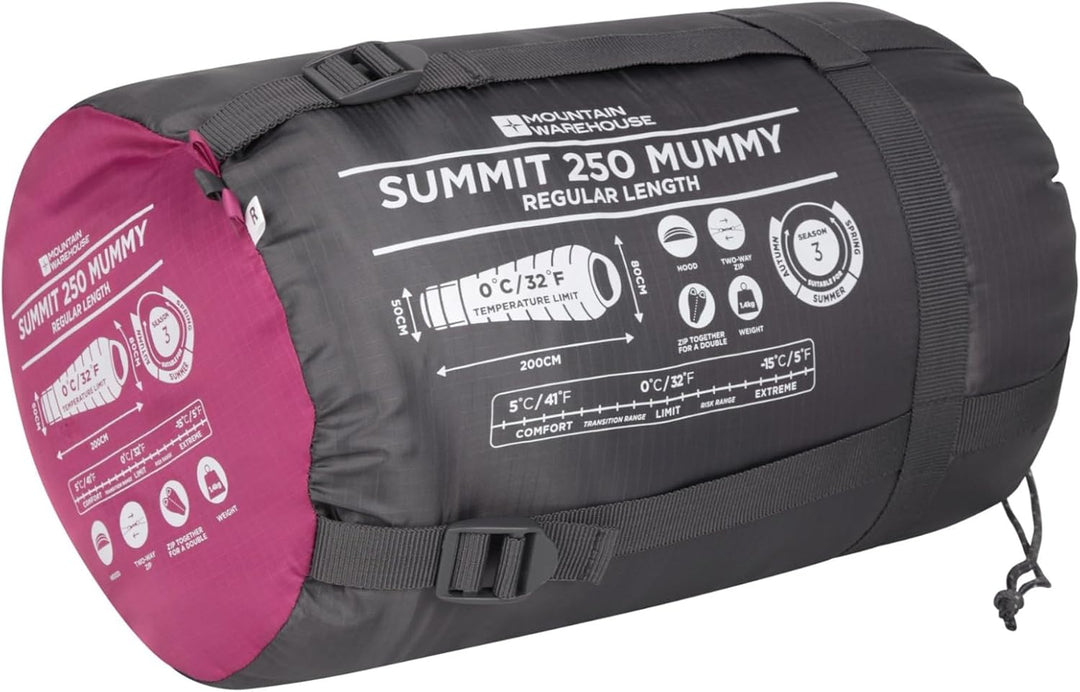 Mountain Warehouse Summit 250 Schlafsack - 3/4 Saison Isolierter & Mumienförmiger Schlafsack, 22cmX4