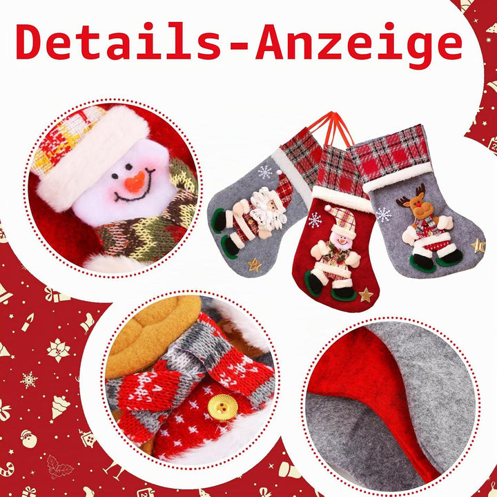 Nikolausstrumpf, 3 STK. Nikolausstiefel, Weihnachtsstrumpf Nikolausstiefel zum Befüllen, Weihnachtss