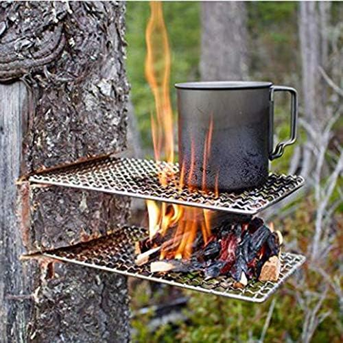 Rayeeley Bushcraft Grills Backpacker Grills, Lagerfeuer Kochen, Grillrost, hochfeste Outdoor-Netzaus