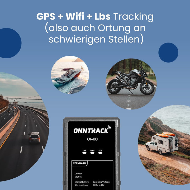 Onntrack 400 Einbau GPS-Tracker - Lebenslange kostenlose Tracking, für Auto, LKW, Wohnmobil, Echtzei