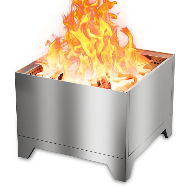 50 cm Rauchfreie Feuerschale Edelstahl, Feuerstelle Outdoor Camping Fire Pit, Quadratisch Feuerschal