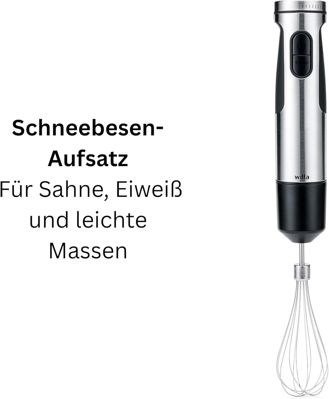 Wilfa FUSION 1500 Stabmixer - 3in1 Mixer, Schneebesen und Zerkleinerer - Zerkratzt keine Töpfe, Pfan