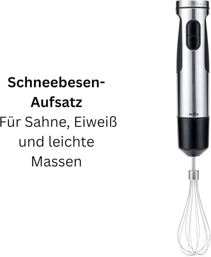 Wilfa FUSION 1500 Stabmixer - 3in1 Mixer, Schneebesen und Zerkleinerer - Zerkratzt keine Töpfe, Pfan