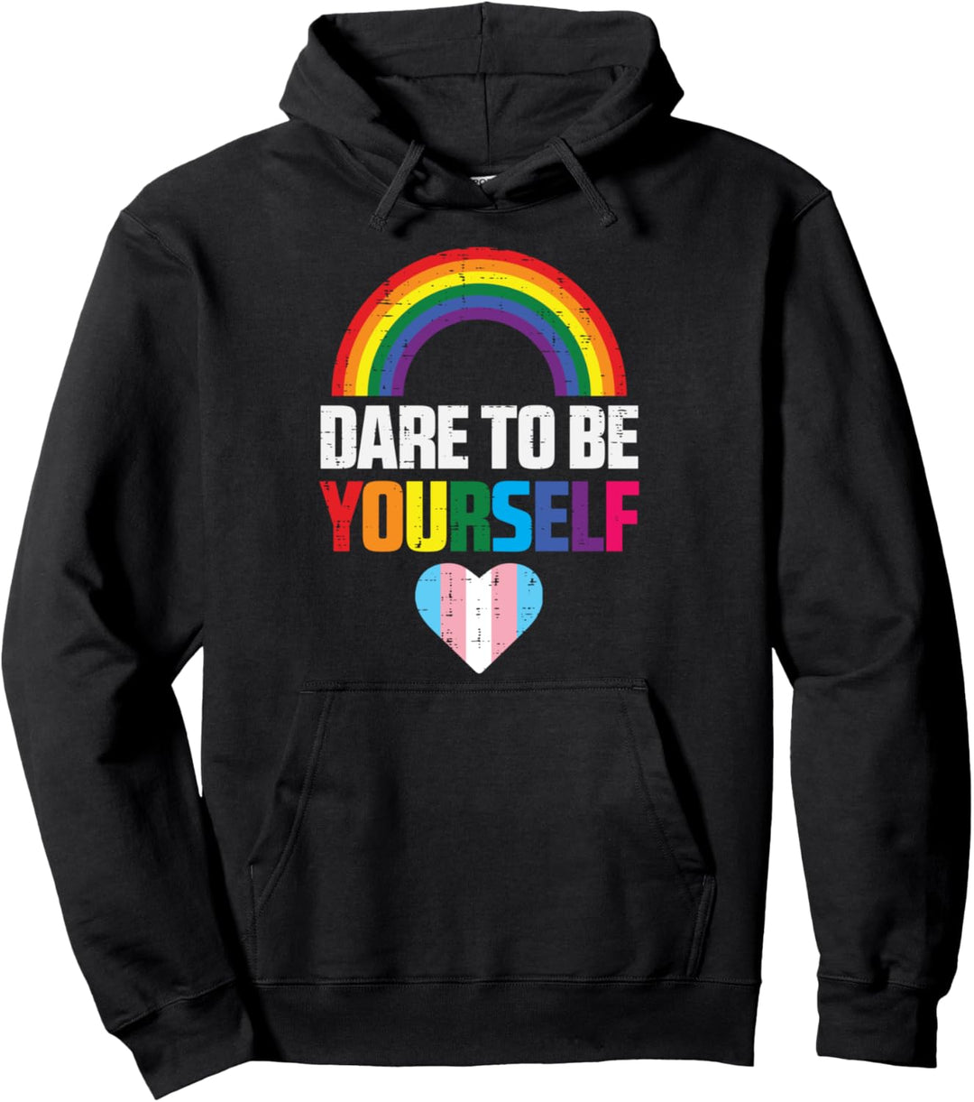 Dare To Be Yourself Transgender Transsexual Trans Pride Flag Pullover Hoodie
