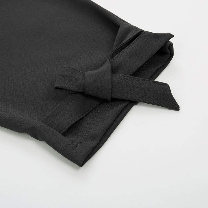 Grace Karin Damen Bleistifthose Elastischer Bund Bow-Knot Mode Slim Fit S Schwarz, S Schwarz