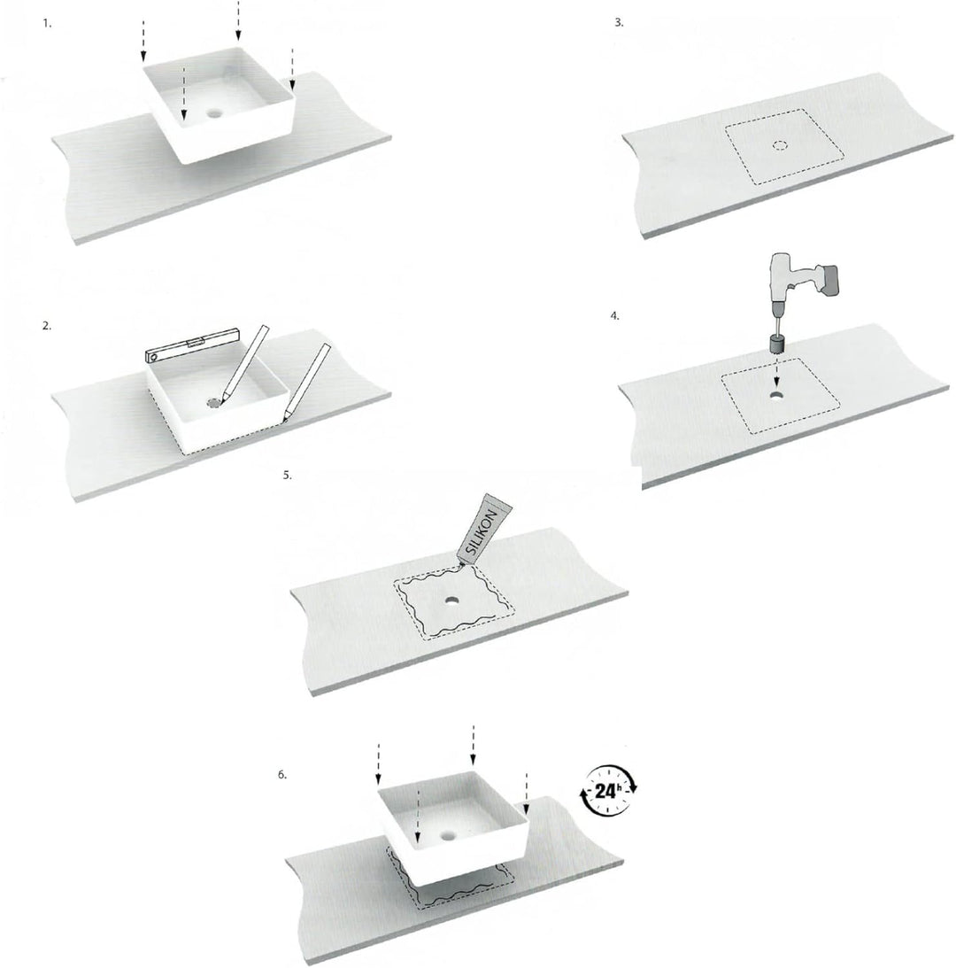 VBChome Waschbecken 50 x 38 cm Keramik Weiss Oval Pop-up ventil Click-Clack Waschtisch Handwaschbeck