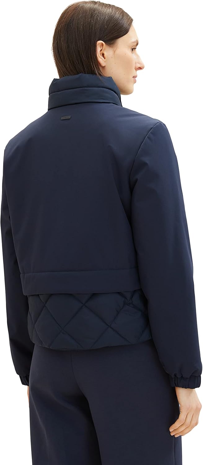 TOM TAILOR Damen Steppjacke mit Stehkragen & Taschen XL 10668 - Sky Captain Blue, XL 10668 - Sky Cap