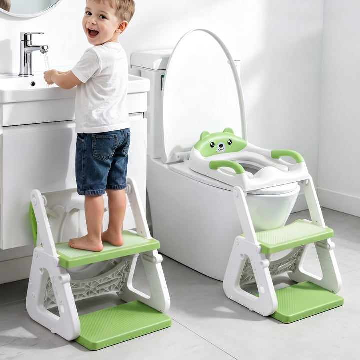 Orzbow Toilettensitz Kinder mit Treppe, Stabil Kinder Toilettensitz mit Dreiecksstruktur, Verlängert