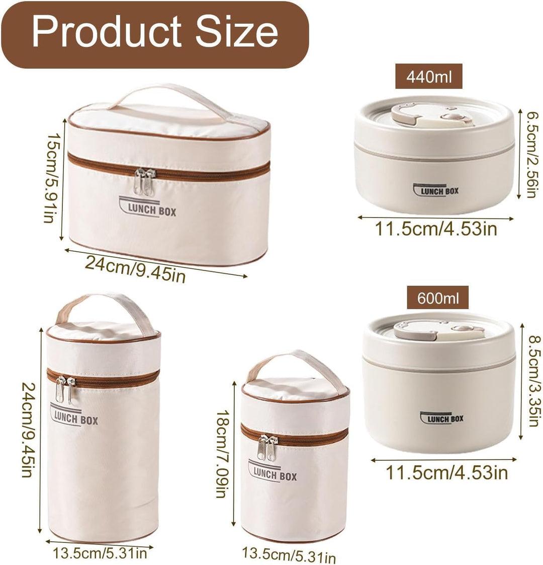 2 Stück Thermo Lunchbox Edelstahl Mit Tasche,Thermobehälter Für Essen,Auslaufsicher Essen Warmhalten