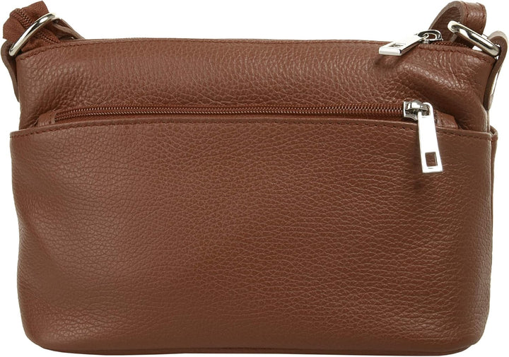 Cluty Umhängetasche echt Leder Damen - 020617 Braun, Braun