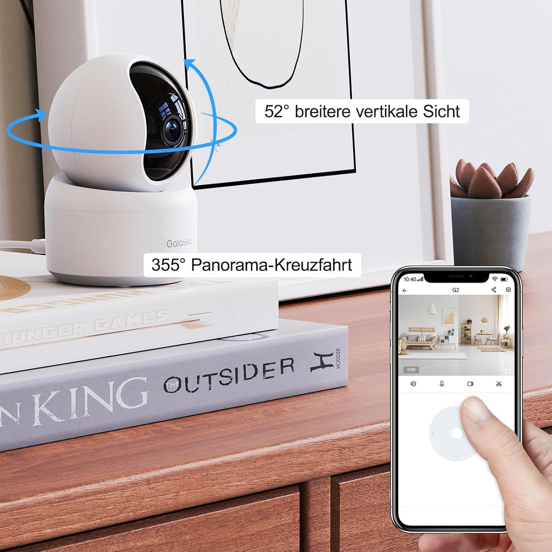 GALAYOU 2K Überwachungskamera innen, WLAN IP Kamera überwachung Indoor WiFi Camera,360°Hundekamera Z