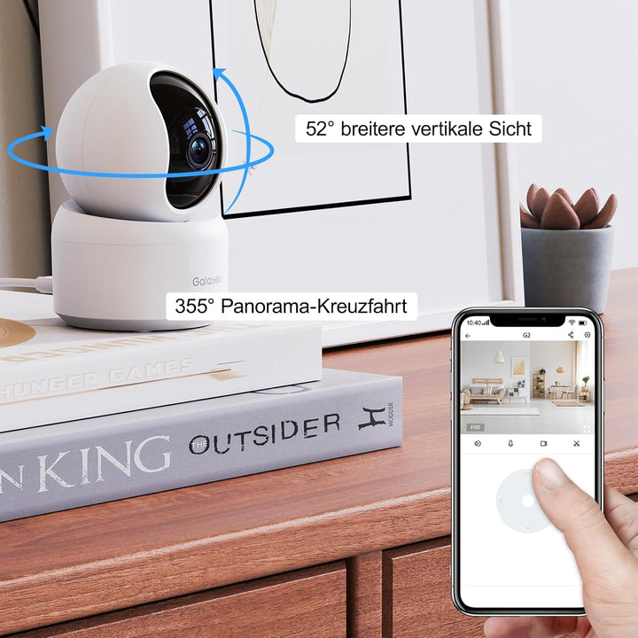 GALAYOU 2K Überwachungskamera innen, WLAN IP Kamera überwachung Indoor WiFi Camera,360°Hundekamera Z