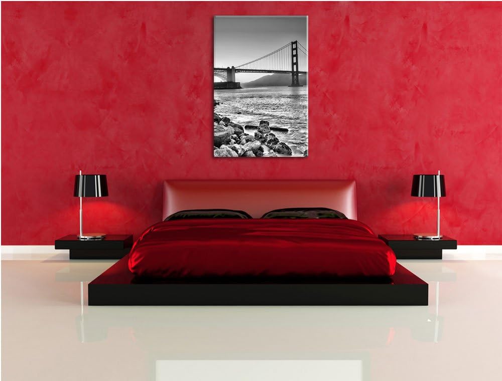 Pixxprint Imposante Golden Gate Bridge als Leinwandbild/Grösse: 100x70 / Wandbild/Kunstdruck/fertig