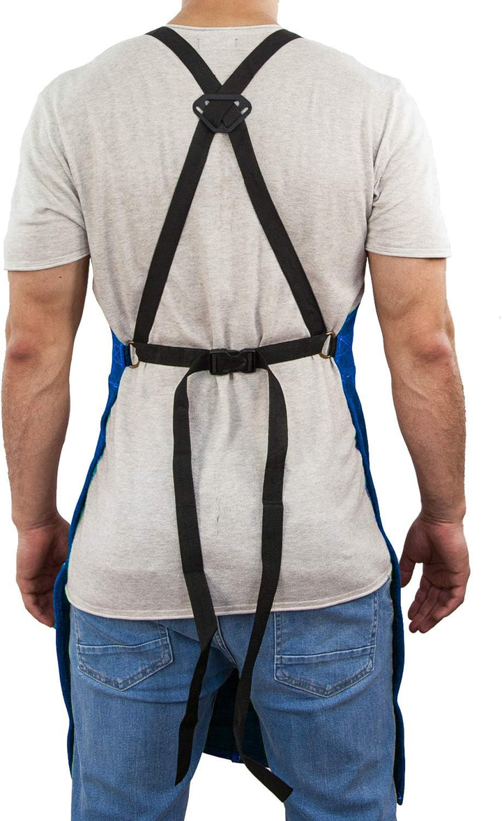 DIMWELD Schweisserschürze aus Leder für Männer. Flammhemmende Thermoschürze zum Schweissen in der We