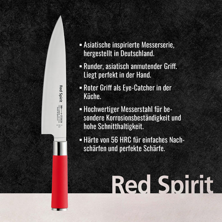 F. DICK Kochmesser, Küchenmesser, Red Spirit (Messer mit Klinge 21 cm, X55CrMo14 Stahl, nichtrostend