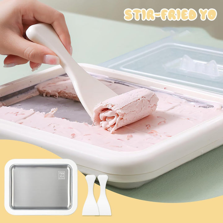 Eisplatte zum Eis Machen, Kommt mit 2 Spateln Ice Cream Machine, Ice Rolls Maschine, Eisenrollmaschi