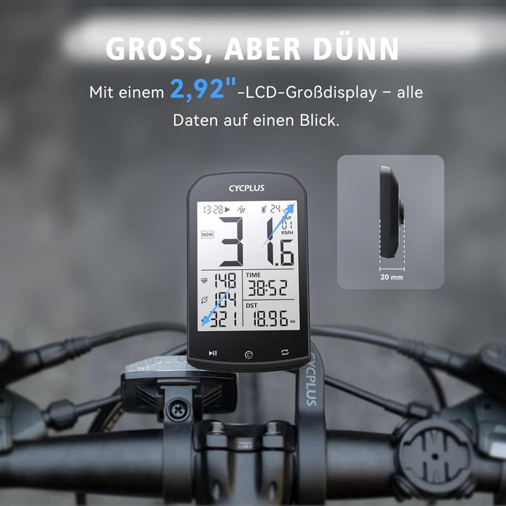 CYCPLUS GPS Fahrradcomputer Kabellos, wasserdichte Fahrrad Tachometer und Kilometerzähler, ANT+ Drah
