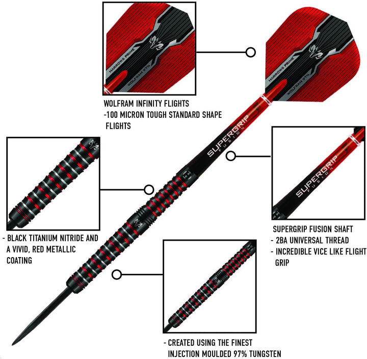 Harrows Wolfram Infinity 97% Tungsten Steel Tip Darts 25.0 Gramm, 25.0 Gramm