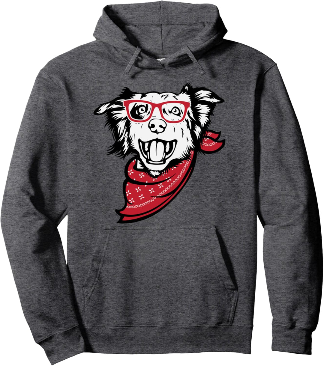 Australian Shepherd Sheltie Dog Hound Silhouette Sunglasses Pullover Hoodie