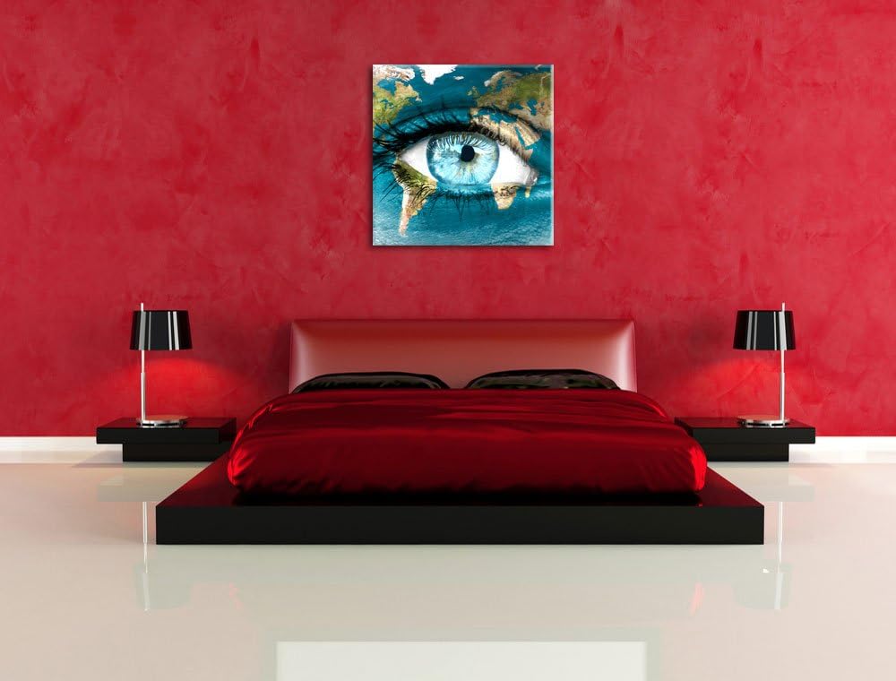 Pixxprint Die Erde gezeichnet auf EIN Gesicht, Format: 70x70 auf Leinwand, 70x70