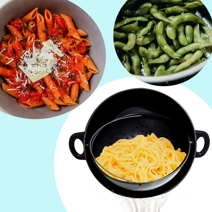 BASS POLSKA Topf mit Sieb und Deckel, Magic Pot Kochtopf-Set, Einfaches Kochen, Abgiessen &amp; Serviere