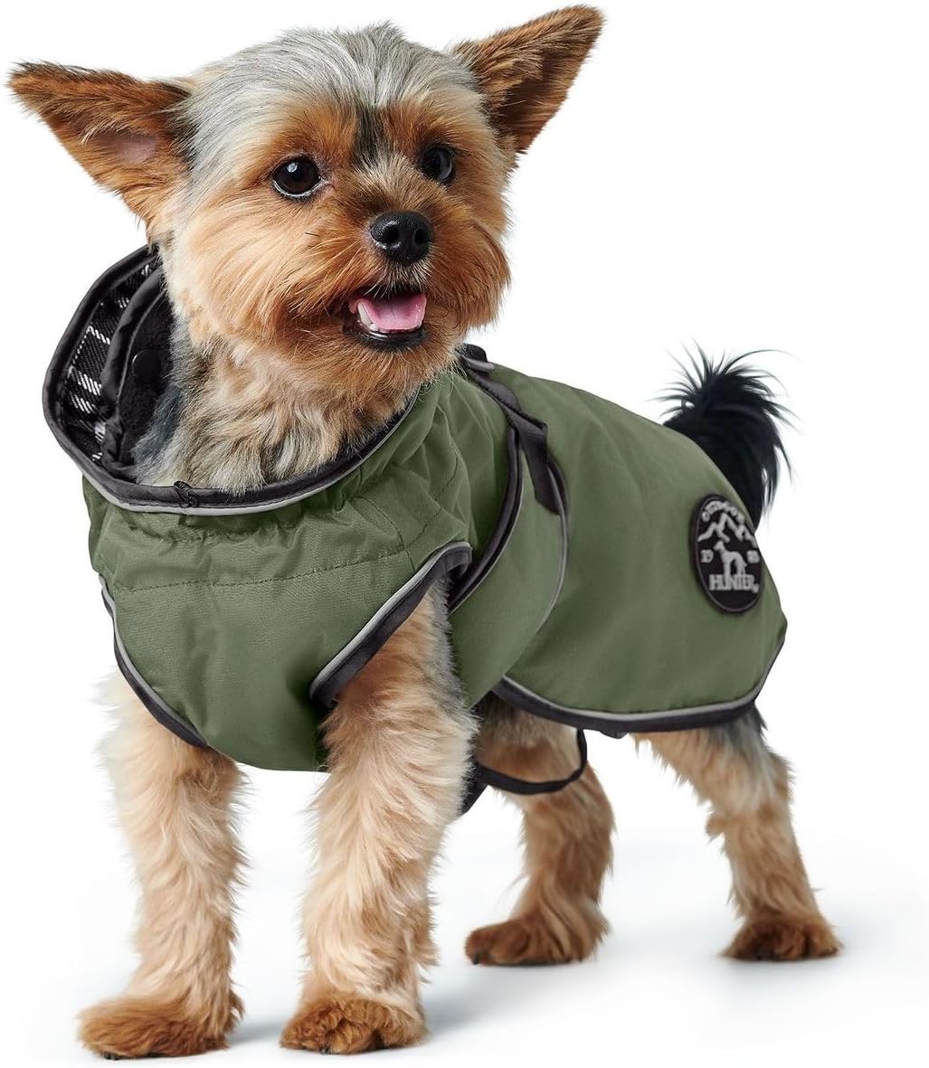 HUNTER Hundemantel Uppsala, Farbe: Khaki, 2in1 Design mit herausknüpfbarem Innenfutter, wasserabweis