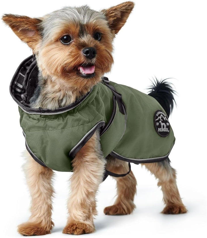 HUNTER Hundemantel Uppsala, Farbe: Khaki, 2in1 Design mit herausknüpfbarem Innenfutter, wasserabweis