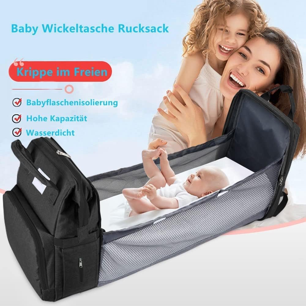 Baby Wickeltasche Rucksack,Diaper Backpack,Babytasche Reiserucksack mit Wickelauflage,Multifunktiona