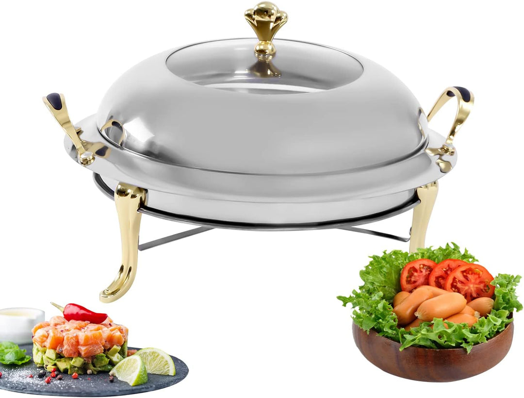 3 L Chafing Dish, Edelstahl Speisewärmer mit Deckel Kraftstoffhalter für Hotels Buffets Restaurants