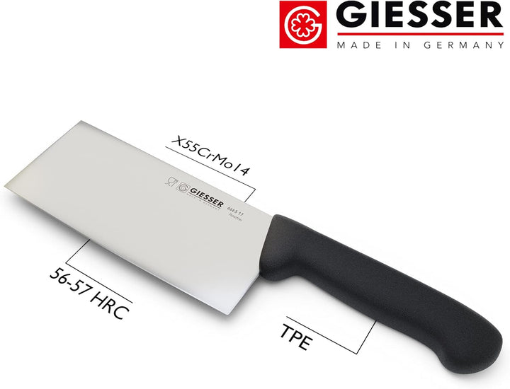 Giesser seit 1776 - Made in Germany - schwarz, Basic Black, Klinge 17 cm, rutschfest, Hackmesser spü