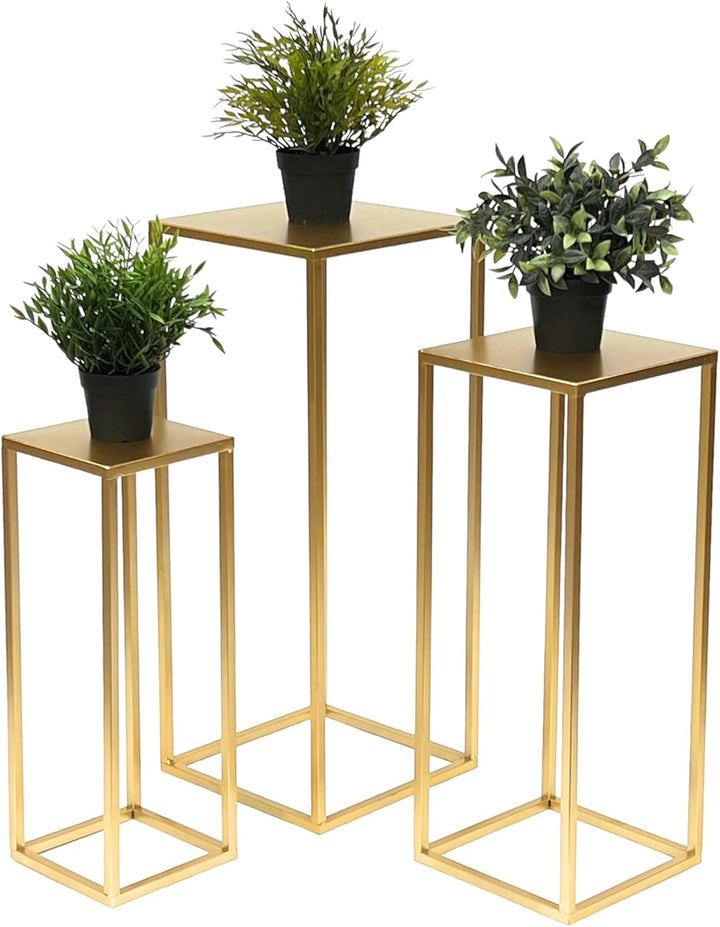 DanDiBo Blumenhocker Metall Gold Eckig Blumenständer Beistelltisch 96506 3er Set Blumensäule Modern