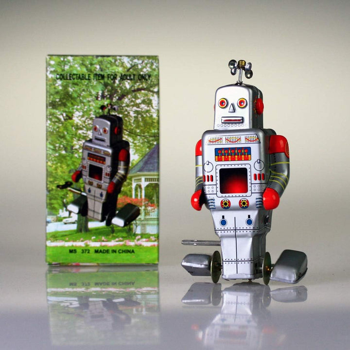 ROBOTER Zinn Spielzeug Wind Up Vintage Repro NEUE Kindergarten MS372