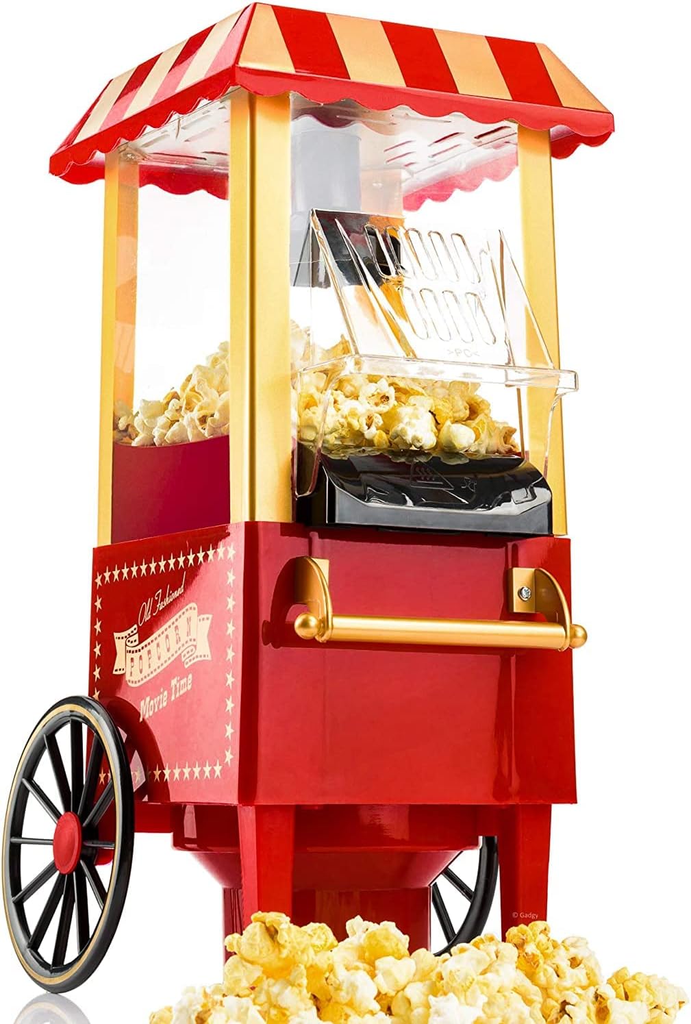 Gadgy Popcorn Maschine | Retro Popcorn Maker | Heissluft Ohne Fett Fettfrei Ölfrei &amp; Zuckerwattemasc