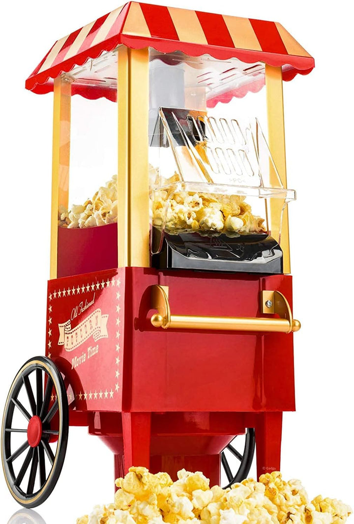 Gadgy Popcorn Maschine | Retro Popcorn Maker | Heissluft Ohne Fett Fettfrei Ölfrei &amp; Zuckerwattemasc