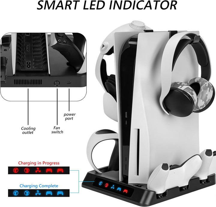Geekria Ladestation Kompatibel mit PSVR2, PS5, PlayStation VR2 Dual Charging Dock Ladeständer Gamepa