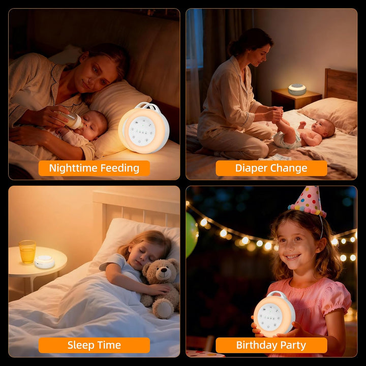 White Noise Machine Baby Weisses Rauschen Baby mit Nachtlicht 24 Beruhigende Klänge Timerfunktion Bl