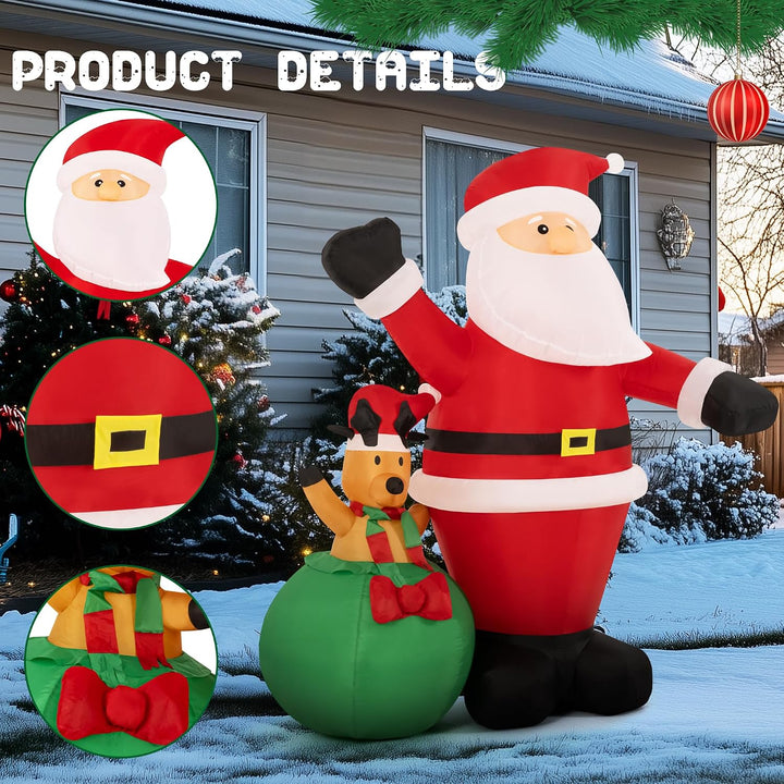 Solpex Weihnachten aufblasbare Dekoration, Weihnachtsdekoration, 180cm/6Ft Weihnachtsmann mit Elch D
