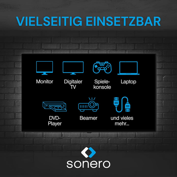 Sonero 20m HDMI Kabel 2.0b, Glasfaser Hybrid, UHD 2160P, 4K60Hz, 4:4:4, HDR, 18Gbps, schwarz 4K HDMI