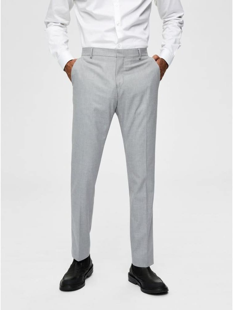 SELECTED HOMME Herren Slhslim-mylologan Light Grey TRS B Noos Anzughose, Light Grey Melange, 40 EU