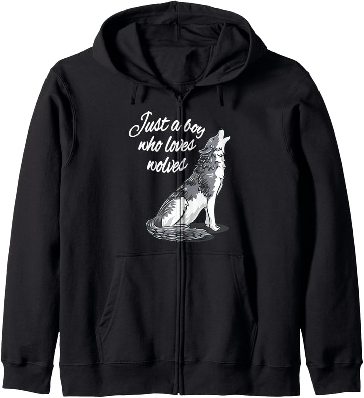 Just A Boy Who Loves Wolves Heulender Wolf Jungen Männer Kapuzenjacke