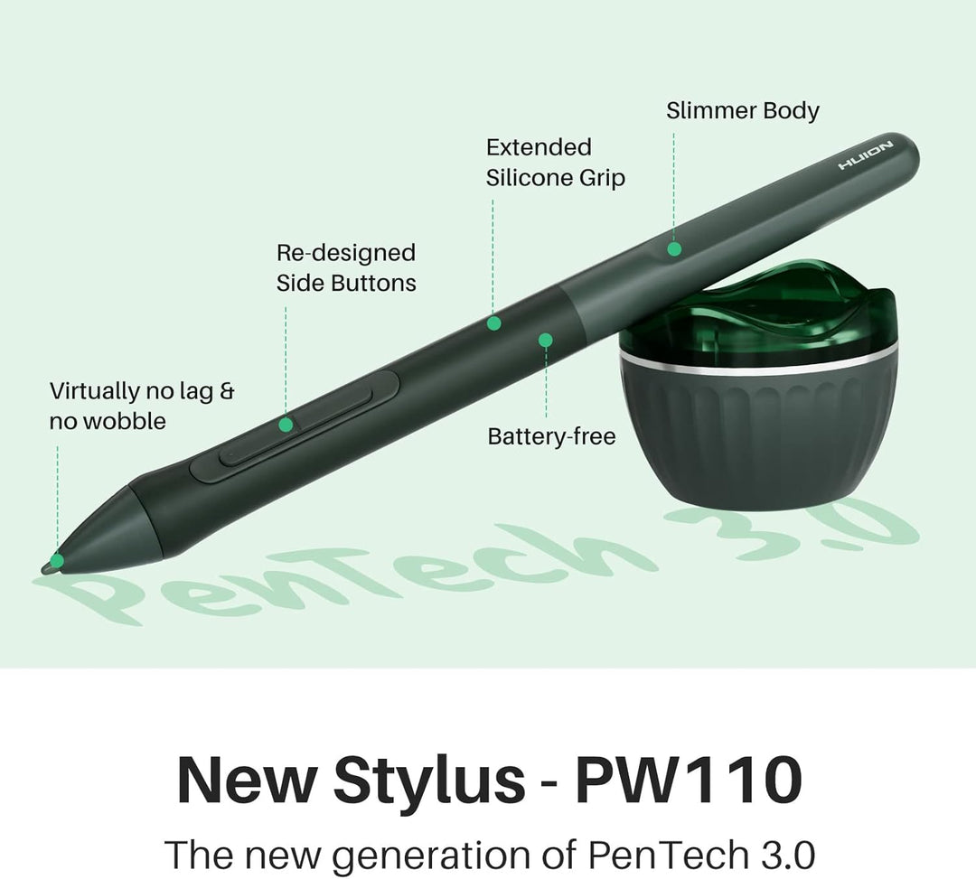 HUION Inspiroy 2 Medium Zeichen-Tablet mit Scrollrad, 8 individuellen Tasten, batteriebetriebenem Ei