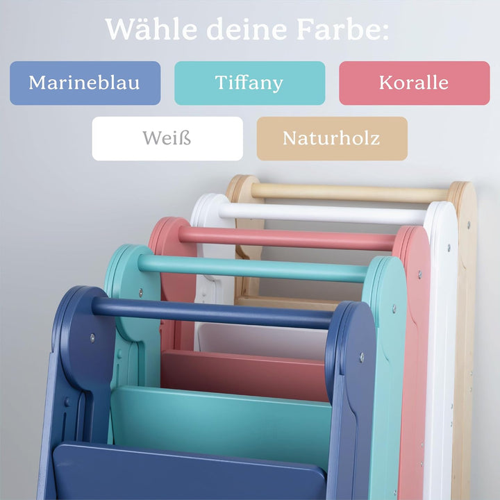 TOYBOX Montessori Kleinkind-Turm &amp; faltbarer Holz Tritthocker - Faltbare Küchenhilfe für Kleinkinder