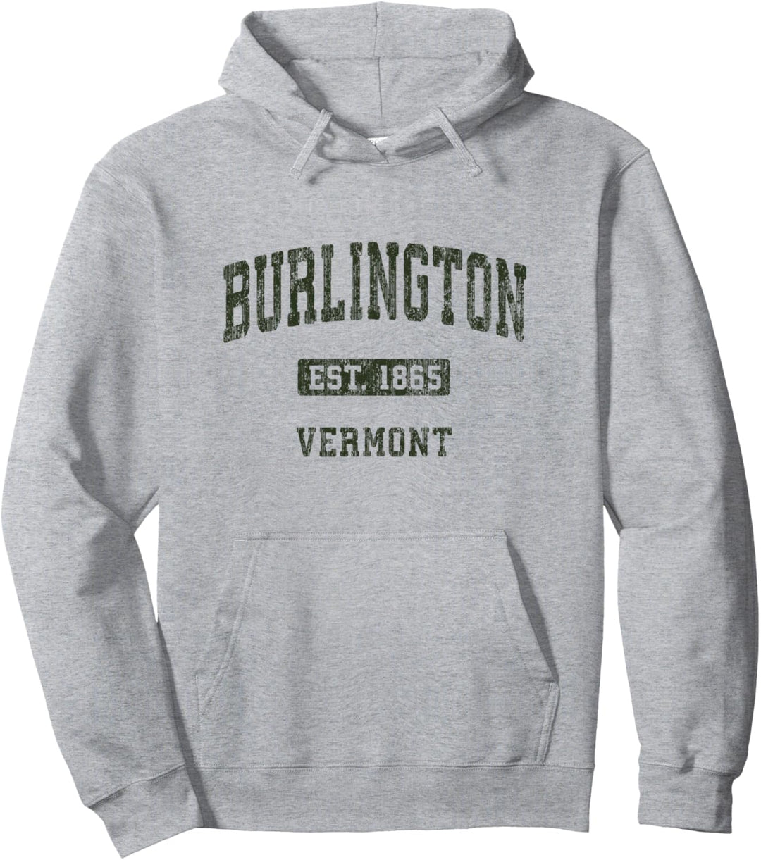 Burlington Vermont VT Vintage Sportdesign Pullover Hoodie