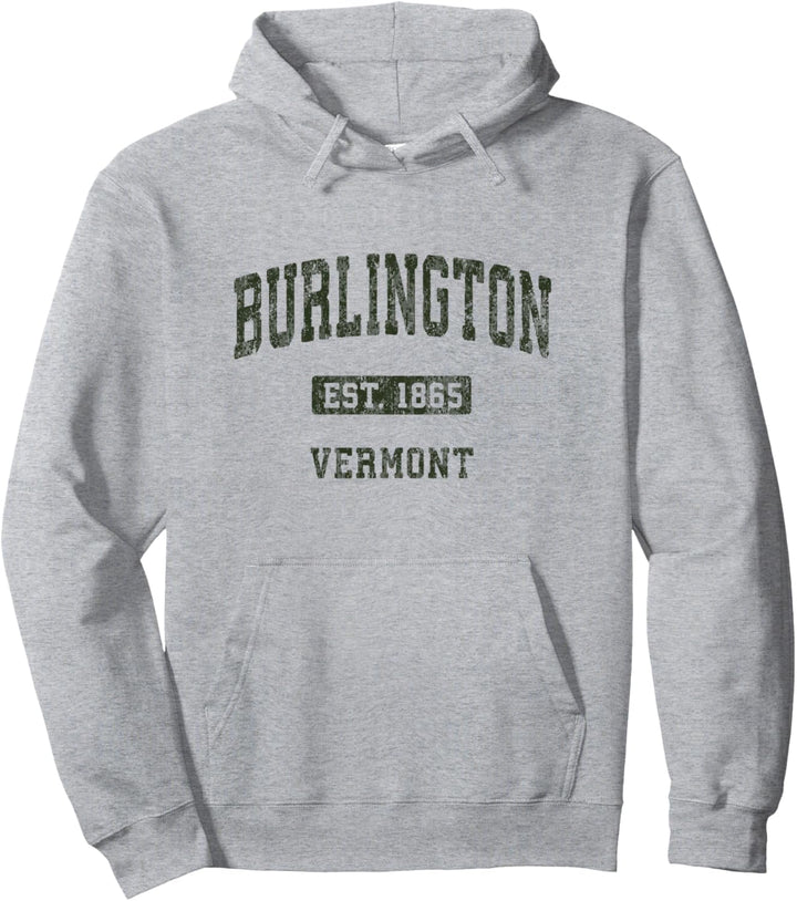 Burlington Vermont VT Vintage Sportdesign Pullover Hoodie