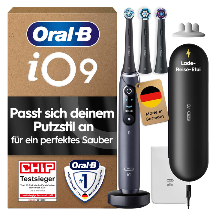 Oral-B iO Series 9 Plus Edition Elektrische Zahnbürste/Electric Toothbrush, PLUS 3 Aufsteckbürsten,